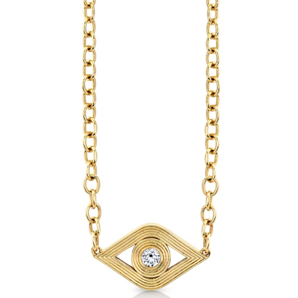 Sydney Evan Look Alike Gold Plated Fluted Eye Pendant Necklace